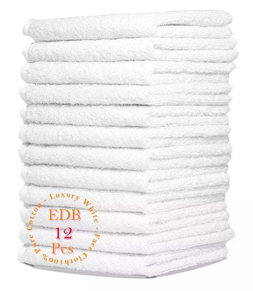 Pack of 6 Luxury White Face Cloth Towels 100% Egyptian Cotton Soft Flannel Wash Cloths Towel Towelsworld